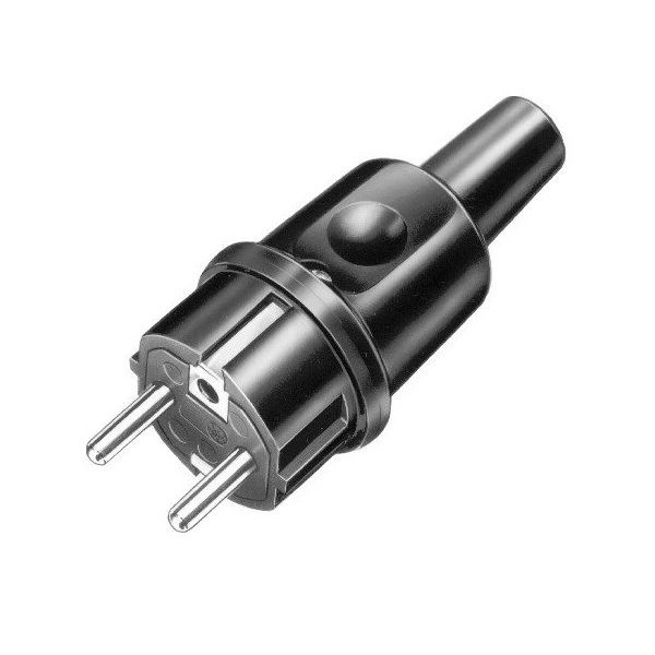 Wtyczka gumowa 16A 2P+Z 230V IP44 Uni-Schuko czarna, AEP