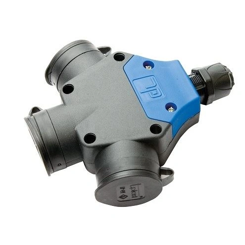 Gniazdo przenośne potrójne URSUS 16A 2P+Z 230V IP44 z bolcem czarne