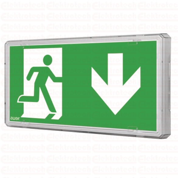 Oprawa awaryjna EXIT, 1W, 1h, SA/SE, piktogram uniwersalnym, IP65