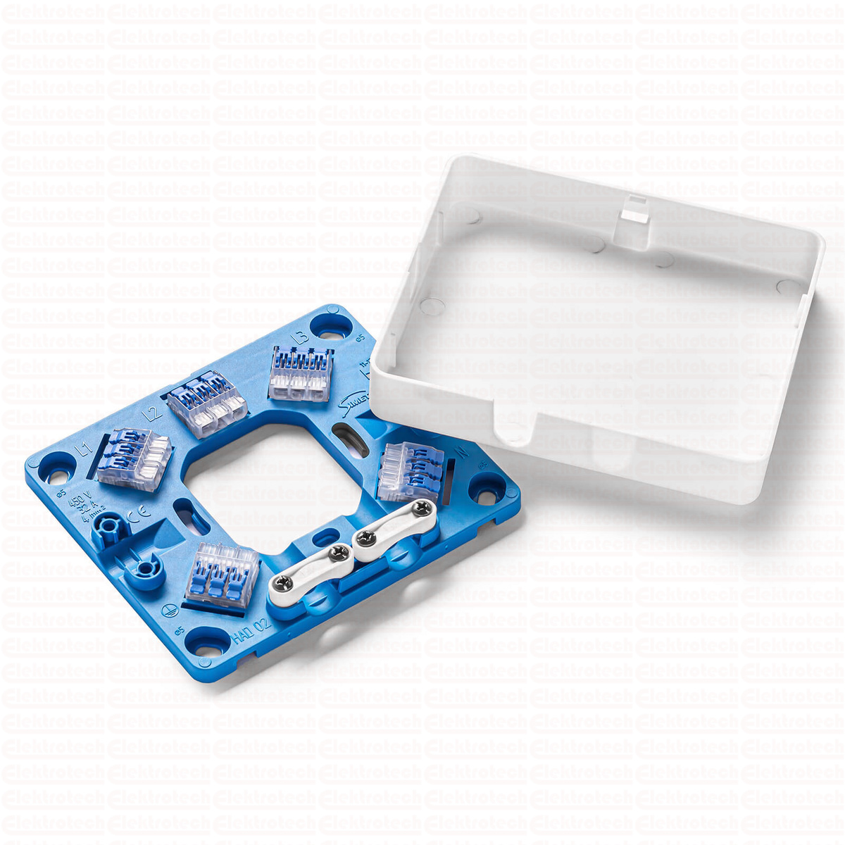Puszka przyłączeniowa 128x110x22 mm, 5 szybkozłączek 4 mm² – do kuchenek, HAD02 biały