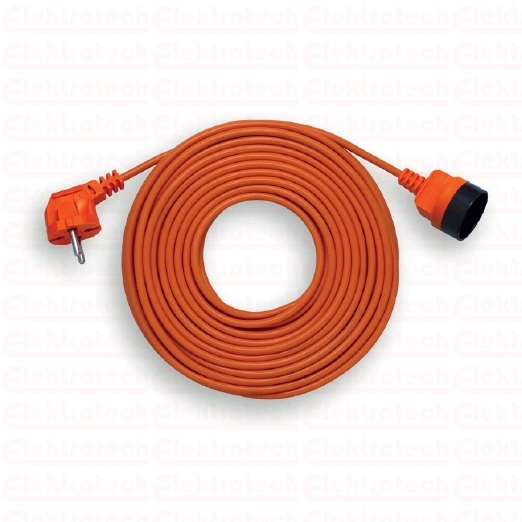 Przedłużacz ogrodowy 1x b/u przewód 2x1mm,dł 20m, pomarańczowy, PK-1020, ELGOTECH