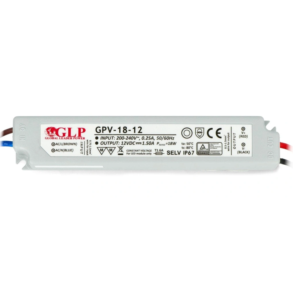 DRIVER 18W/P IP67 (GPV-18) - Zasilacz LED w obudowie plastikowej 18W; 1,5A; 12VDC